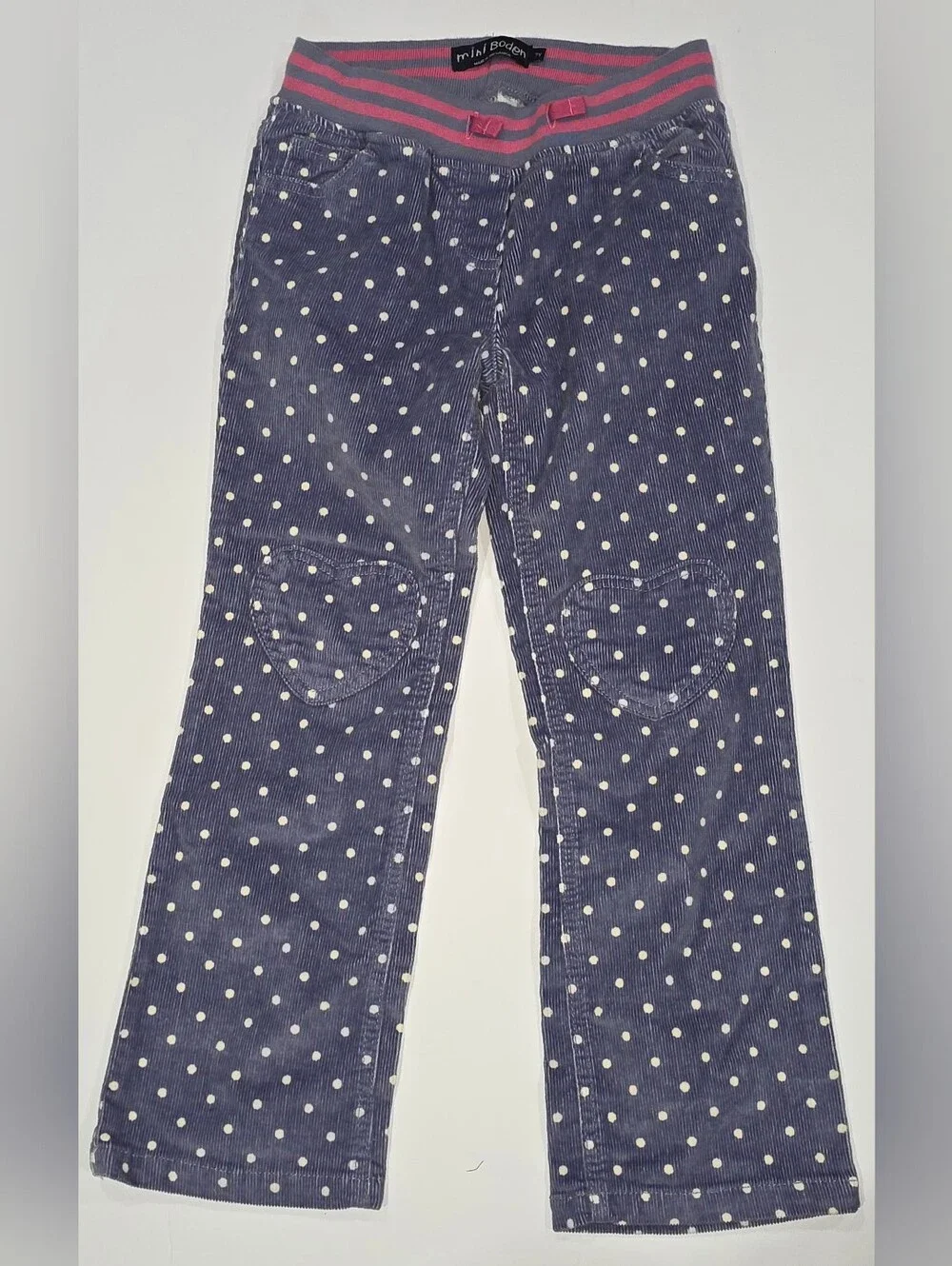 Mini Boden Gray Sweatshirt & Navy Polka Dot Matching Set with Colorful Flower